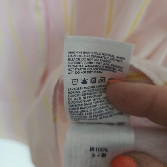 Lands' End Pink Pinestripe Button Down Blouse Plus Size No Iron Cotton 18W - Picture 8 of 11